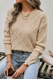 Solid Color Round Neck Long Sleeved Sweater