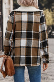 Fashionable Collar Plaid Long Sleeved Jacket