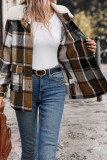 Fashionable Collar Plaid Long Sleeved Jacket
