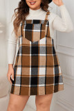 Large Plaid Printed Loose Strap Dress