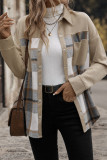 Versatile Collar Plaid Long Sleeved Jacket