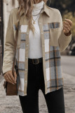 Versatile Collar Plaid Long Sleeved Jacket