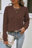 Solid Color Round Neck Long Sleeved Sweater