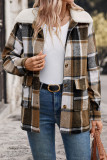 Fashionable Collar Plaid Long Sleeved Jacket