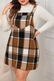 Large Plaid Printed Loose Strap Dress