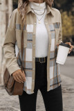 Versatile Collar Plaid Long Sleeved Jacket