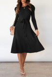 High Waisted Bubble Long Sleeved Knitted Dress