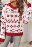 Long Sleeved Round Neck Knitted Christmas Sweater