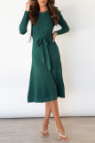 High Waisted Bubble Long Sleeved Knitted Dress