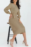 Pleated Long Sleeved Knitted Dress