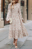 Round Neck Long Sleeved Ruffle Edge Dress