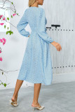 V-Neck High Waisted Long Sleeved Dress
