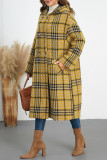 Lapel Hooded Checkered Long Sleeve Jacket
