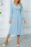V-Neck High Waisted Long Sleeved Dress