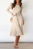 High Waisted Bubble Long Sleeved Knitted Dress