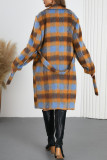 Lapel Contrasting Checkered Printed Jacket