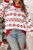 Long Sleeved Round Neck Knitted Christmas Sweater
