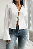 Pagoda Sleeve Solid Color Cardigan Shirt
