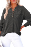 Solid Color V-Neck Knitted Long Sleeve Top