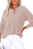 Solid Color V-Neck Knitted Long Sleeve Top