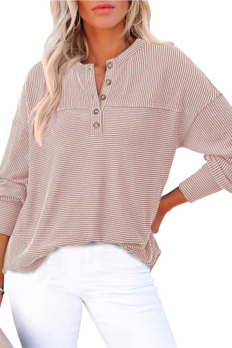 Solid Color V-Neck Knitted Long Sleeve Top