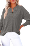 Solid Color V-Neck Knitted Long Sleeve Top