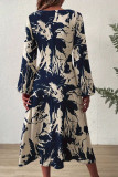 V-Neck Printed High Waisted Dress