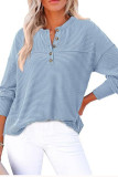 Solid Color V-Neck Knitted Long Sleeve Top