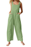 Solid Color Button Up Suspender Jumpsuit