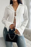 Pagoda Sleeve Solid Color Cardigan Shirt