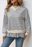 Striped Fake Two-Piece Long Sleeved T-Shirt