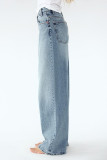 New High Waisted Straight Leg Denim Pants