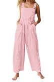 Solid Color Button Up Suspender Jumpsuit