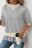 Striped Fake Two-Piece Long Sleeved T-Shirt