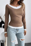 Fake Two-Piece Set Round Neck Long Sleeved T-Shirts