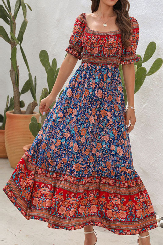 One Shoulder Bubble Sleeve Retro Dress