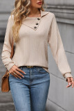 Solid Color Irregular Lapel Long Sleeve Hoodie