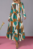 Geometric Printed Round Neck Dress