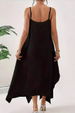 Solid Color Irregular Sleeveless Loose Dress