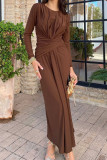 Elegant Pleated High Waisted Dress