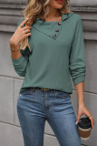 Solid Color Irregular Lapel Long Sleeve Hoodie