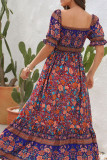 One Shoulder Bubble Sleeve Retro Dress