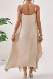Solid Color Irregular Sleeveless Loose Dress