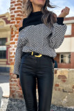 Half High Neck Knitted Striped Sweater