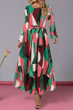 Geometric Printed Round Neck Dress