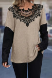 Lace Patchwork Hollow Loose Long Sleeved Top