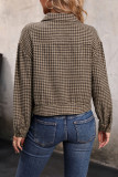 Checkered Lapel Long Sleeved Short Jacket