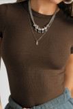 Solid Color Threaded Sports Short Sleeved T-Shirt