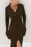 Horn Sleeve Lapel Sweater Cardigan Dress