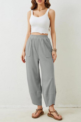 Loose Casual Solid Color Cropped Pants